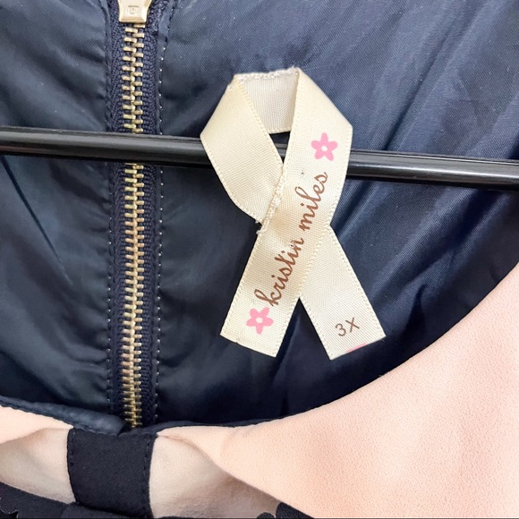 Kristin Miles Navy Pink Fit and Flare Dress 3X - Picture 2 of 6